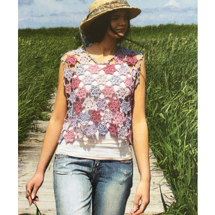 Hæklet stjernetop i rosatoner